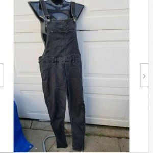 H&M Divided Black Jeans Bib Overalls Button/Zipper